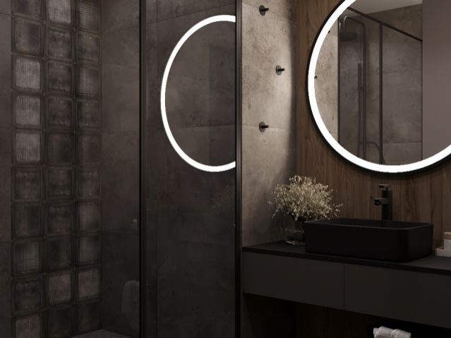 Дизайн ванной комнаты цвета кофе